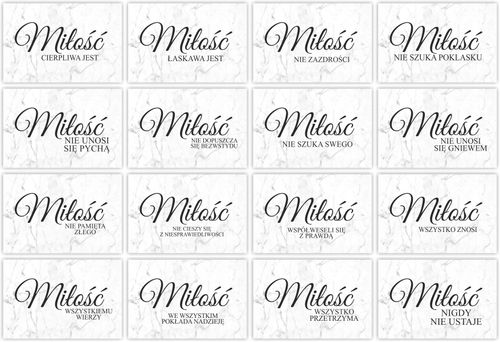 HYMN O MIŁOŚCI tabliczki 16 szt 20x30cm weselne na Arena.pl