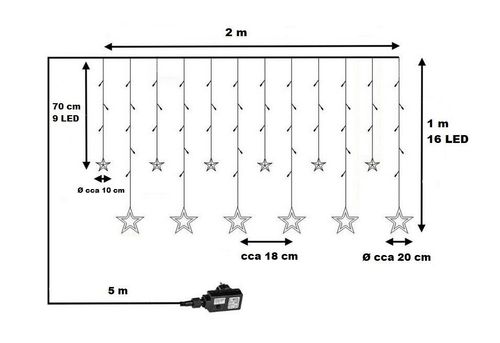 Świąteczna kurtyna 12 gwiazdek, 150LED, biała ciepła i zimna na Arena.pl