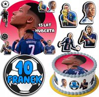 ZESTAW OPŁATEK NA TORT 20CM + 17 POSTACI - MBAPPE + IMIĘ 15CM 18CM