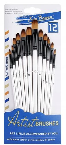 ZESTAW PĘDZLI DO MALOWANIA FILBERT KOCI JĘZYK ZESTAW 12 SZTUK na Arena.pl