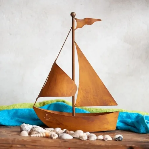 Metalowy Statek Dekoracyjny Ozdoba do Ogrodu Domu Dekoracja Efekt Korten na Arena.pl