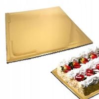PODKŁADKA POD TORT KWADRATOWY GRUBY ZŁOTY 25X25CM PODKŁAD POD CIASTO