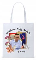 Mateusz Morawiecki Pis Torba Eco Biała Shopper Z Nadrukiem Ze Zdjęciem