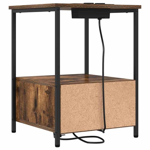 Nocna szafka z stacją ładującą z szufladą 2 pcs Wędzony dąb na Arena.pl