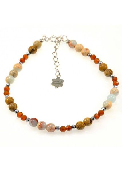 Bransoletka Jaspis Granat 925 zdjęcie 1