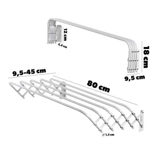 KADAX Suszarka Na Pranie Ścienna Harmonijkowa 80cm na Arena.pl