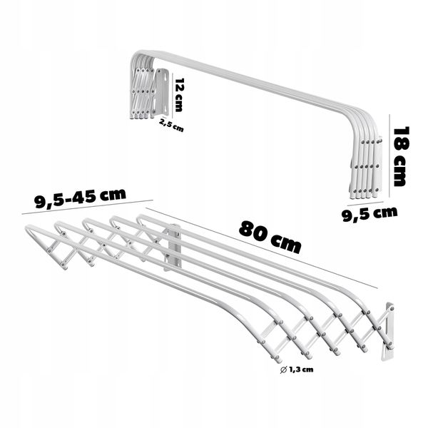 KADAX Suszarka Na Pranie Ścienna Harmonijkowa 80cm zdjęcie 3
