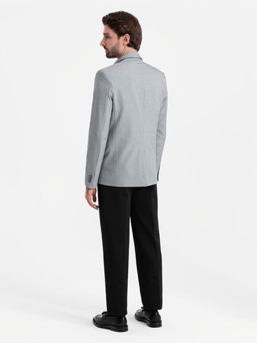 Marynarka męska elegancka z guzikami na mankietach szara V2 OM-BLZB-0114 L na Arena.pl