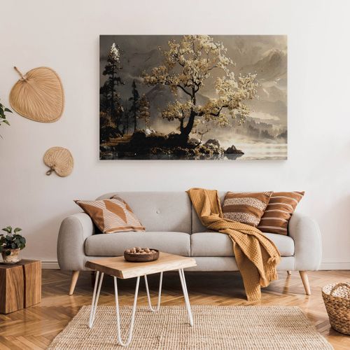 Obraz Na Płótnie Do Salonu Abstrakcyjne Drzewo Krajobraz Góry 90cm x 60cm na Arena.pl