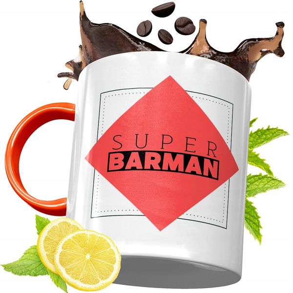 Kubek Pomarańczowy Dla Barmana Prezent Z Nadrukiem Ze Zdjęciem zdjęcie 1