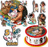 ZESTAW OPŁATEK NA TORT 20CM + 17 POSTACI - VAIANA + IMIĘ 15CM 18CM