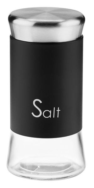 Przyprawnik pojemnik szklany sól GRENO 150 ml stal napis SALT czarny zdjęcie 1