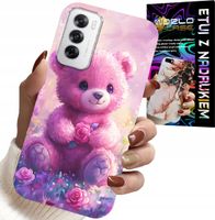 ETUI DO OPPO RENO12 PRO 5G - SŁODKI MIŚ NA RÓŻOWYM TLE, CASE + FOLIA