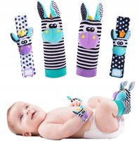 GRZECHOTKI DLA NIEMOWLĄT KONTRASTOWE SKARPETKI OPASKI NA RĄCZKI 4 SZTUKI