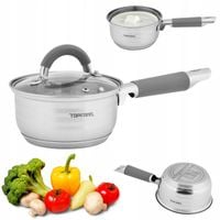 RONDEL INDUKCJA Z POKRYWKĄ DO MLEKA STAL NIERDZEWNA 1,1 L GARNEK 14 CM GAZ