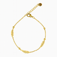 bransoletka na rękę stal chirurgiczna pozłacana 14k złotem piórka bst1396