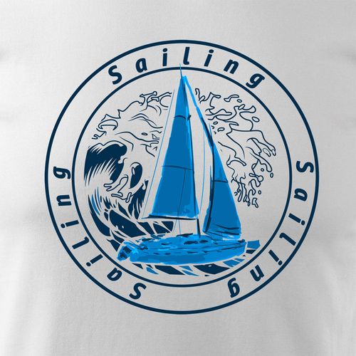 Koszulka żeglarska dla żeglarza z jachtem żaglówką męska biała REGULAR S na Arena.pl