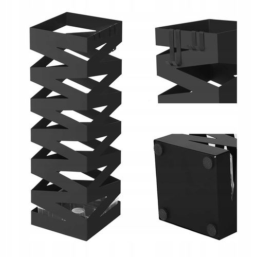 Stojak na parasole METALOWY z ociekaczem abażur czarny +4 HACZYKI na Arena.pl