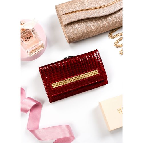 portfel damski ze skóry naturalnej zdobiony cyrkoniami - lorenti na Arena.pl