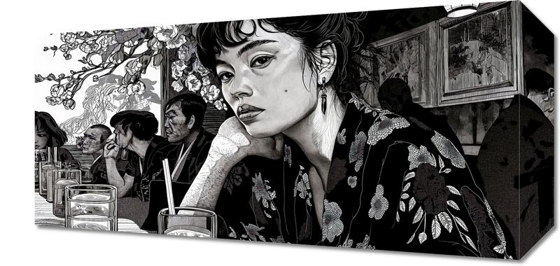 Obraz 40x20cm Czarne Kimono zdjęcie 1