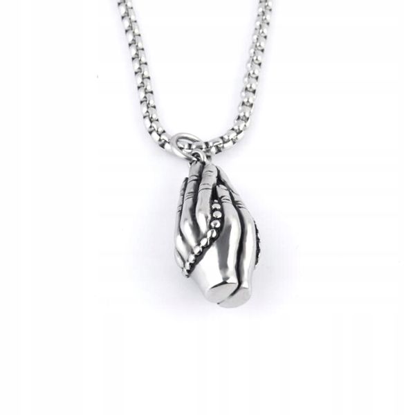 NASZYJNIK Srebrny Modlitwa Różaniec Wiara Ręce 307 zdjęcie 4