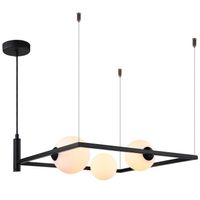 LAMPA wisząca GARETH MDM-3975/3 BK Italux metalowa OPRAWA ramka ZWIS szklane kule balls czarna
