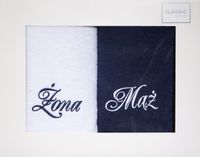 Komplet ręczników Mąż-Żona 2 szt. 50x90 Eurofirany biały / granatowy