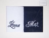 Komplet ręczników Mąż-Żona 2 szt. 50x90 Eurofirany biały / granatowy