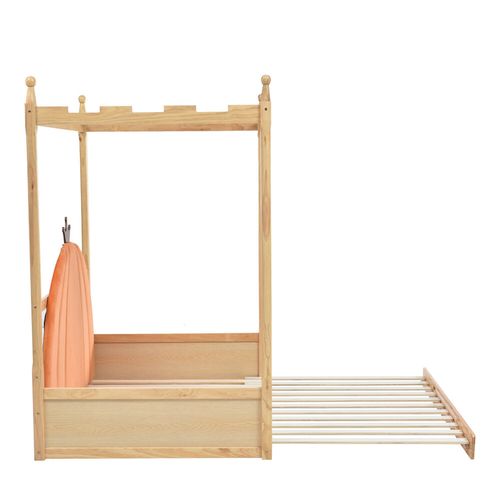 Łóżko dziecięce sosnowe aksamitne z zagłówkiem do sypialni na Arena.pl