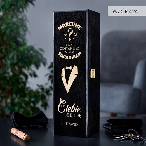 PROŚBA O ŚWIADKOWANIE SKRZYNKA NA WINO Z GRAWEREM PREZENT DLA ŚWIADKA IMIĘ na Arena.pl