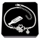 Bransoletka srebrna Koniczynka z cyrkoniami Serce pełne Srebro próby