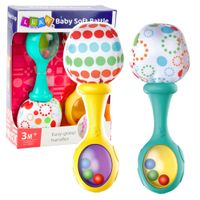 Zestaw Grzechotki Z Miękką Piłeczką Wzorki Żółta Zielona 2szt