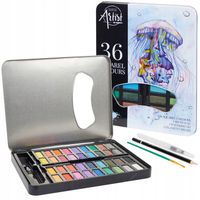 FARBY AKWARELOWE WODNE ZESTAW FARB AKWARELOWYCH W KOSTKACH AKWARELE 36 KOL