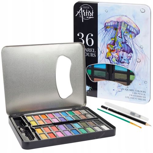 FARBY AKWARELOWE WODNE ZESTAW FARB AKWARELOWYCH W KOSTKACH AKWARELE 36 KOL na Arena.pl