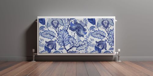 Mata MAGNETYCZNA Na Grzejnik Niebieskie Kwiaty Styl Folklor 80cm x 60cm na Arena.pl