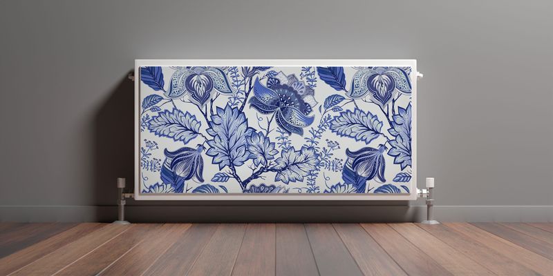 Mata MAGNETYCZNA Na Grzejnik Niebieskie Kwiaty Styl Folklor 80cm x 60cm zdjęcie 3