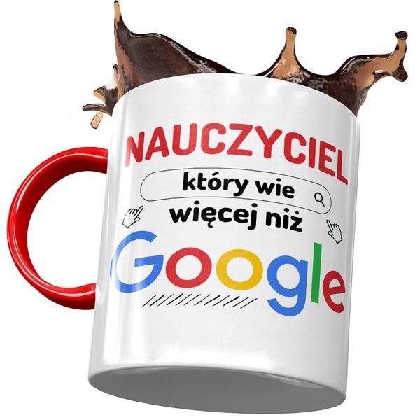 Kubek Czerwony Dla Nauczyciela Więcej Niż Google Z Nadrukiem Ze Zdjęciem zdjęcie 1