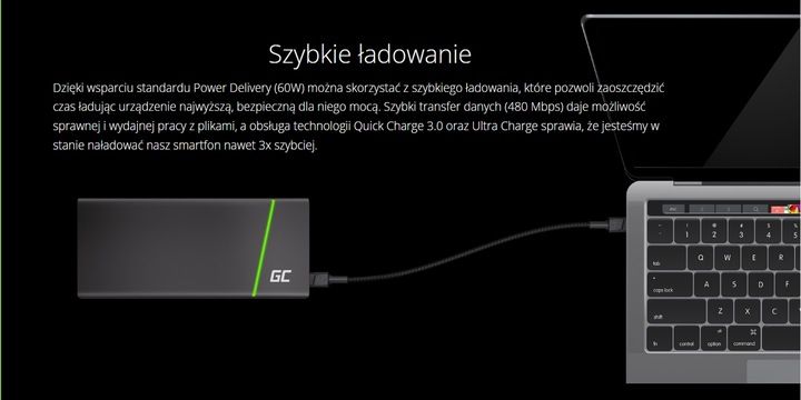 2x Kabel USB-C TypC 2m GC PowerStream szybkie ładowanie PowerDelivery (60W) zdjęcie 4