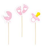 Pikery na Baby Shower dla dziewczynki różowe, 6 szt.