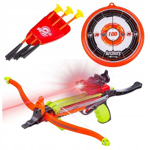 Kusza Łuk Dla Dzieci z Celownikiem LASER Kołczan Tarcza Strzały Przyssawki na Arena.pl