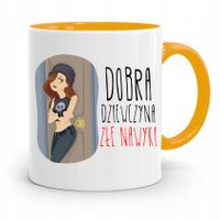 Kubek Żółty Śmieszny Zabawny Dobra Dziewczyna Z Nadrukiem Ze Zdjęciem
