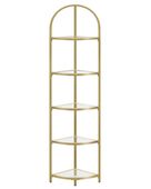 Regał szklany złoty nowoczesny 28x28x158 cm stal hartowane szkło