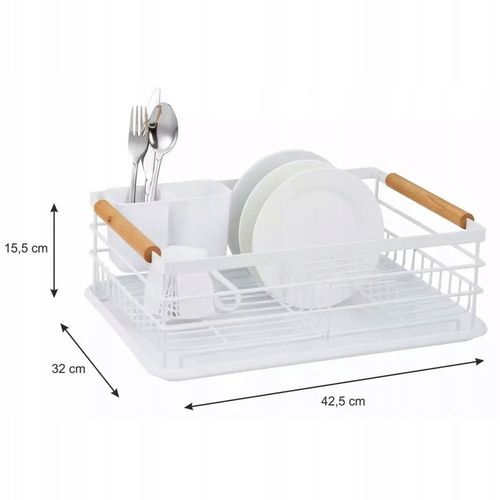 SUSZARKA DO NACZYŃ BIAŁA STOJĄCA OCIEKACZ DUŻA 32 cm x 42,5 cm x 15,5 cm na Arena.pl