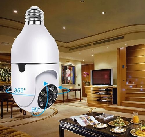Mini Kamera WiFi w Żarówce Wewnętrzna Android Iphone Obrotowa Żarówka na Arena.pl