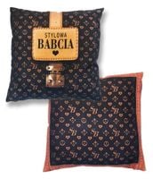 poduszka 35x35  stylowa babcia brąz  | s181