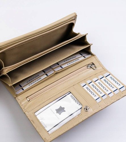 skórzany portfel damski w orientacji poziomej na zatrzask - rovicky na Arena.pl