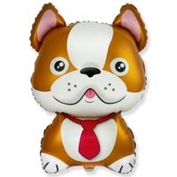 Balon foliowy 60cm - Pies Bulldog, brązowy