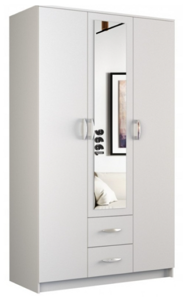 Nowoczesna Szafa z Lustrem 3D2SZ 120 cm Biała ROMARO TS - 2 Kolory zdjęcie 1
