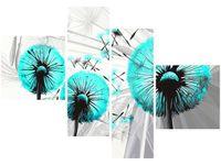 100 70CM OBRAZ 4 ELEM DMUCHAWCE TURKUSIE DRUK PŁÓTNO RAMA