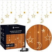 KURTYNA ŚWIETLNA GWIAZDKI LAMPKI CHOINKOWE LED CIEPŁE BIAŁE 4,2m GIRLANDA